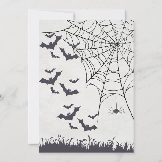 ブラックグレーウィックリー不気味幽霊ハロウィン 招待状 (裏面)