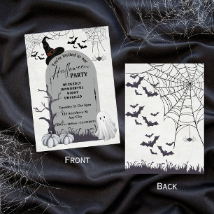 ブラックグレーウィックリー不気味幽霊ハロウィン 招待状
