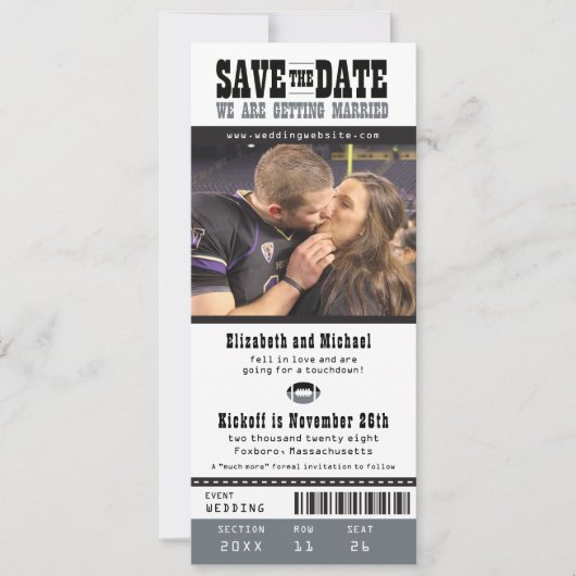 ブラックグレーウェディングザデイトサッカーチケット セーブザデート (正面)