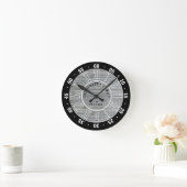 ブラックグレーウッドファームハウスファミリー名60分 ラウンド壁時計 (ホーム)