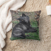 ブラックグレーウルフパップワイルドライフ装飾用クッション クッション (ブランケット)
