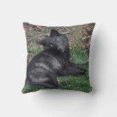 ブラックグレーウルフパップワイルドライフ装飾用クッション クッション (裏面)