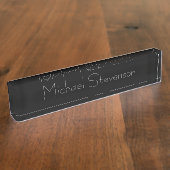 ブラックグレーエレガントビジネス名モダン表板 デスクネームプレート (側面)