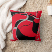 ブラックグレーオンレッドスワーリングアートデザインMCMルック クッション (ブランケット)