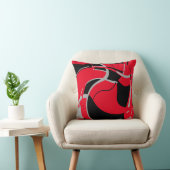 ブラックグレーオンレッドスワーリングアートデザインMCMルック クッション (椅子)