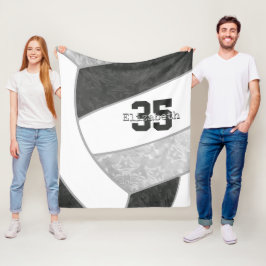 ブラックグレーガーリーバレーボールwアスリート名前をカスタムする フリースブランケット