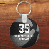 ブラックグレーキッズスポーツギフトバスケットチーム名 キーホルダー (正面)
