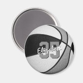 ブラックグレーキッズスポーツパーティーがバスケットボールを好む マグネット (正面/裏面)