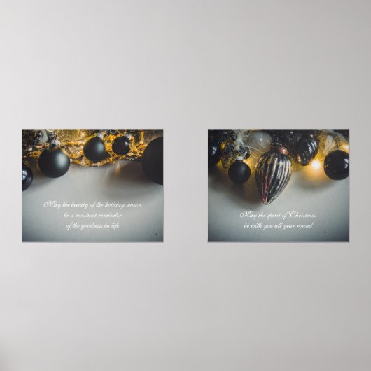 ブラックグレークリスマスオーナメントとガーランズ (正面)