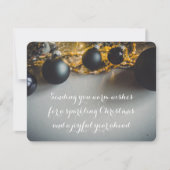 ブラックグレークリスマスオーナメントとガーランズ シーズンカード (正面)