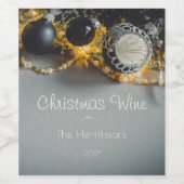 ブラックグレークリスマスオーナメントとガーランズ ワインラベル (シングルラベル)