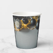 ブラックグレークリスマスオーナメントとガーランズ 紙コップ (裏面)