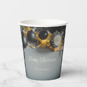 ブラックグレークリスマスオーナメントとガーランズ 紙コップ (正面)