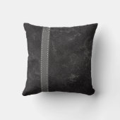 ブラックグレーグラフィックフェイクレザー及びストラップデザイン クッション (裏面)