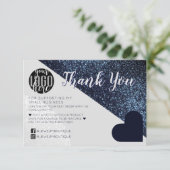 ブラックグレーグリッタージオロゴお客様ありがとうございます サンキューカード (スタンド正面)