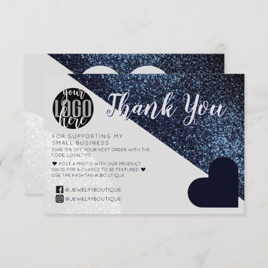 ブラックグレーグリッタージオロゴお客様ありがとうございます サンキューカード