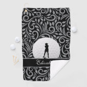 ブラックグレーゴルフゴルファーのためのシルエットパターン ゴルフタオル (インサイチュ)