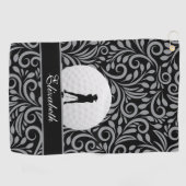 ブラックグレーゴルフゴルファーのためのシルエットパターン ゴルフタオル (横)