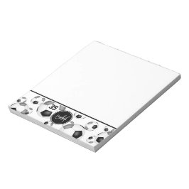 ブラックグレーサッカーボールスポーツファンモノグラムの ノートパッド