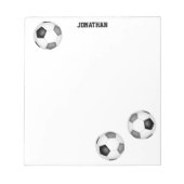 ブラックグレーサッカーボールパーソナライズされた三つ ノートパッド (正面)