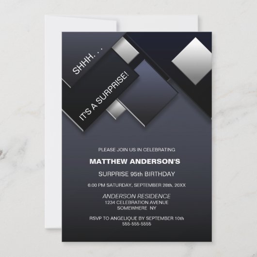 ブラックグレーサプライズ95thバースデーパーティー 招待状 (正面)