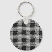 ブラックグレーシェードビジネスプレイドクロシェプリントオン キーホルダー (正面)