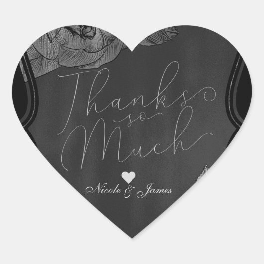 ブラックグレーシルバーエレガントヴィンテージグラムフローラ ハートシール (正面)