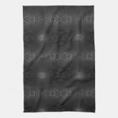 ブラックグレーシルバーフラワーズエレガントフローラ キッチンタオル (縦)