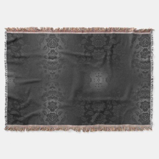 ブラックグレーシルバーフラワーズエレガントフローラ スローブランケット (正面)