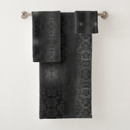ブラックグレーシルバーフラワーズエレガントフローラ バスタオルセット