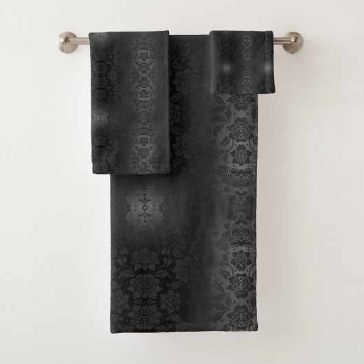 ブラックグレーシルバーフラワーズエレガントフローラ バスタオルセット (インサイチュ)