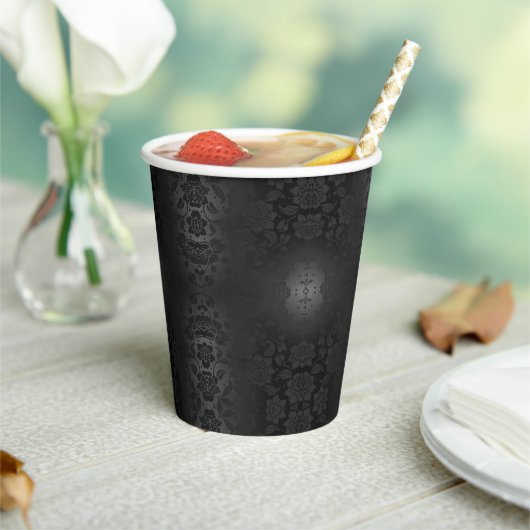 ブラックグレーシルバーフラワーズエレガントフローラ 紙コップ (インサイチュ)