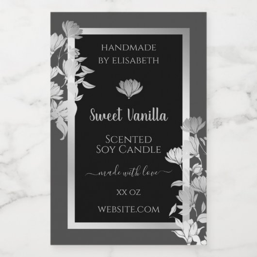 ブラックグレーシルバーフレーム製品の包装ラベルと フードラベル (シングルラベル)