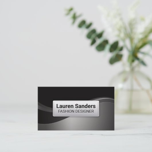 ブラックグレーシルバー金属波 名刺 (スタンド正面)