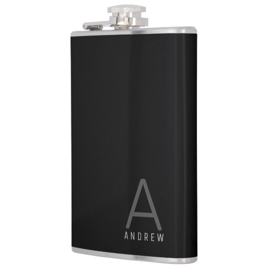 ブラックグレーシンプルモダンモノグラパーソナライズされたム フラスク (左)