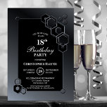 ブラックグレージオメトリック18th誕生日パーティー 招待状<br><div class="desc">招待状この黒と灰色の六角形の幾何学的な誕生日パーティーの招待でスタイリッシュ、あなたの友人と愛する人々を18th誕生日パーティーに。</div>