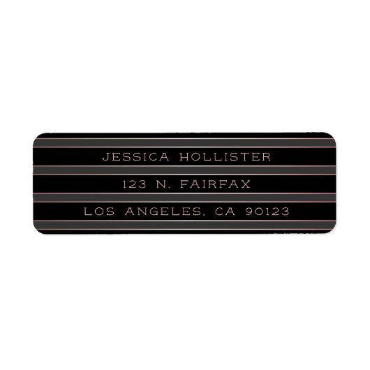 ブラックグレーストライプバラ金ゴールド |差出人住所 ラベル (正面)