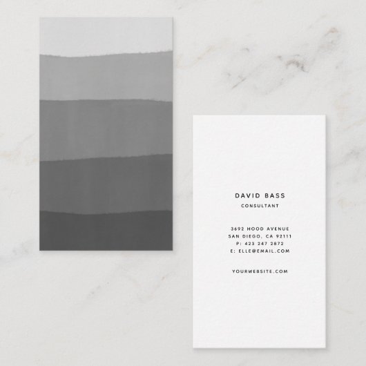 ブラックグレーストライプ水彩名刺 名刺 (正面/裏面)
