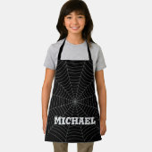 ブラックグレースパイダーウェブハロウィーンパターンあなたの名前 エプロン (インサイチュ)