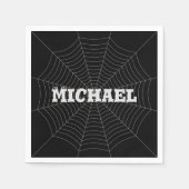 ブラックグレースパイダーウェブハロウィーンパターンあなたの名前 スタンダードカクテルナプキン (正面)