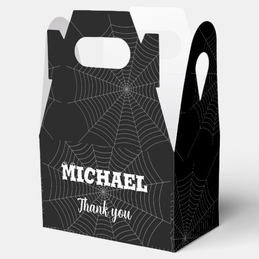 ブラックグレースパイダーウェブハロウィーンパターンあなたの名前 フェイバーボックス (オープン)