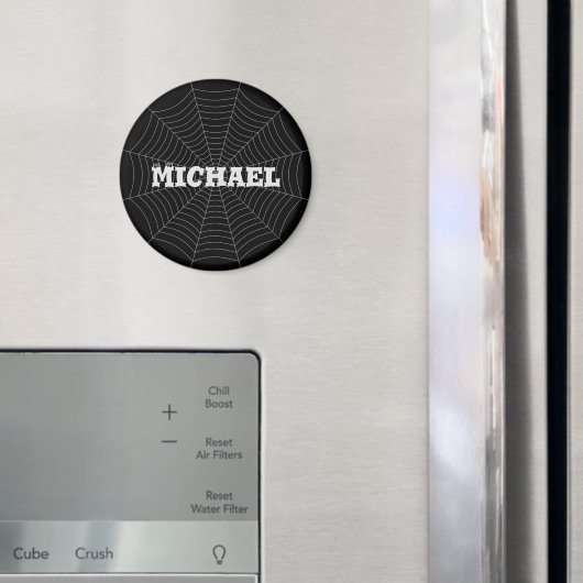 ブラックグレースパイダーウェブハロウィーンパターンあなたの名前 マグネット (インサイチュ (冷蔵庫))