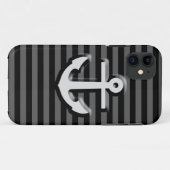 ブラックグレーセーラーいかりストライプズ Case-Mate iPhoneケース (裏面(横))