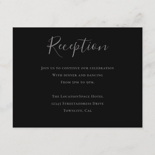 ブラックグレータイポグラフィ披露宴情報 エンクロージャーカード (正面)