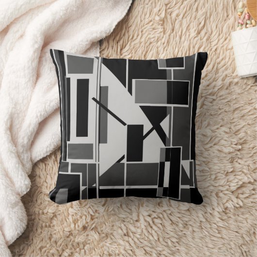 ブラックグレーチャコールボックス抽象芸術アートラビリンス クッション (ブランケット)