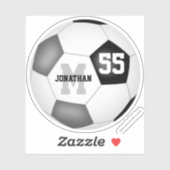 ブラックグレーチームカラーの男の子サッカー シール (シート)