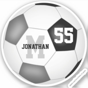 ブラックグレーチームカラーの男の子サッカー シール