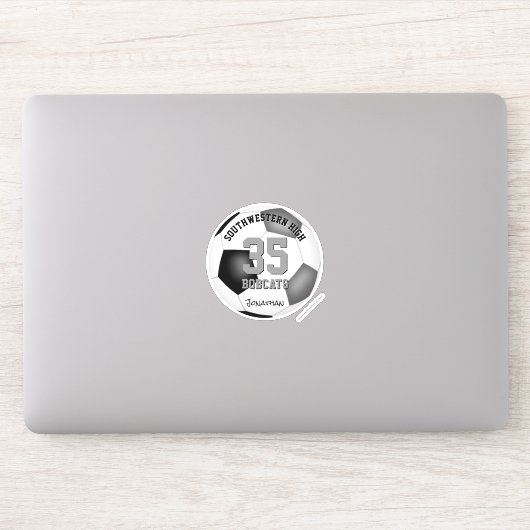 ブラックグレーチームカラーの男の子サッカー シール (コンピューター)