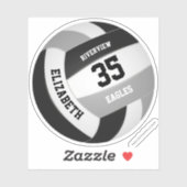 ブラックグレーチームカラーガールズボーイズバレーボール シール (シート)