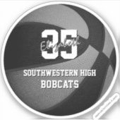 ブラックグレーチームカラーズガールズバスケットボールガールズボーズバスケット シール (正面)